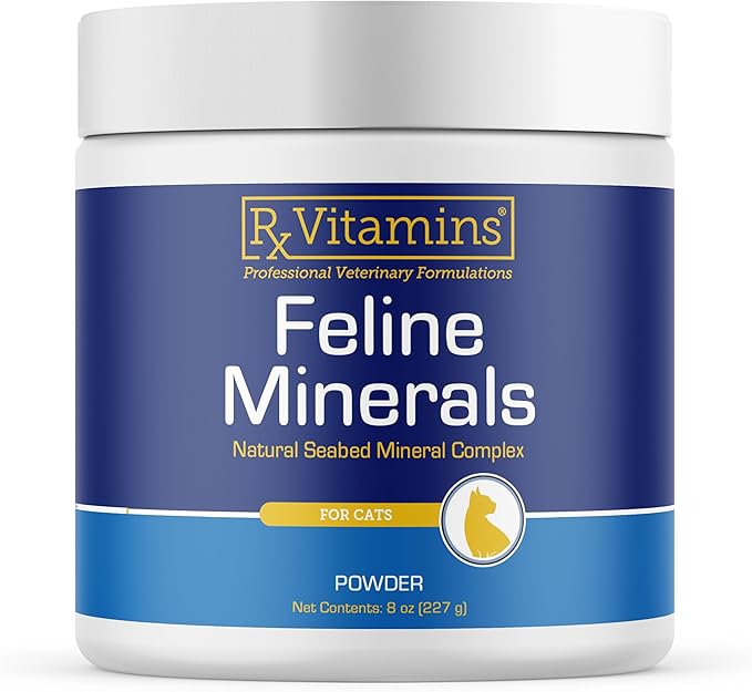 Rx Vitamins Feline Minerals - Taurine for Cat Heart Health - Calcium for Joint Supplement - Immune Support for Cats with Magnesium & Potassium - Skin and Coat Supplement - 8oz