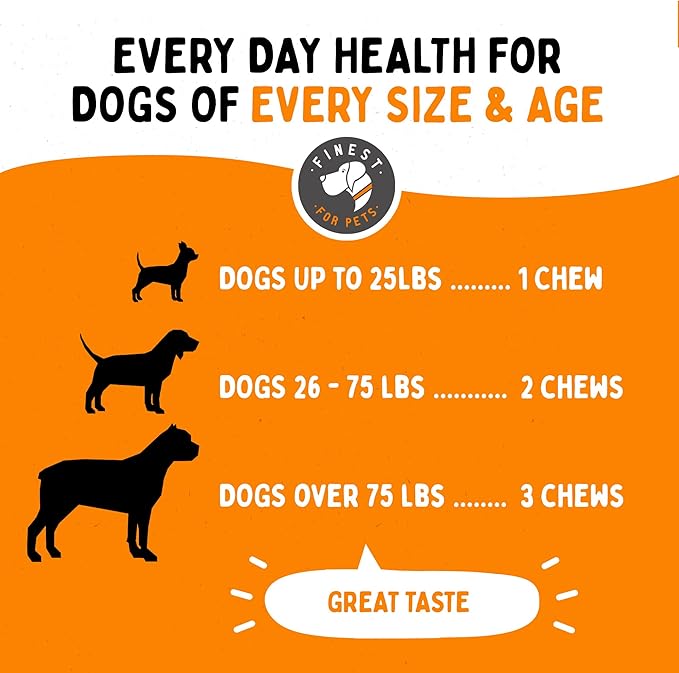 Multivitamin Dog Supplement – 10 in 1 with Omega Fish Oil & Glucosamine for Improved Joint & Skin Support, Gut, Digestion & Immune Everyday Health (120 Chewable Treats)