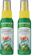 Badger Bug Spray Travel Size, Family Friendly All Natural Mosquito Repellent w/Organic Essential Oils, Smells Great, 3 Hours Effective, Deet-Free, Vegan, Travel Insect Repellent, 2.7 fl oz, 2-Pack