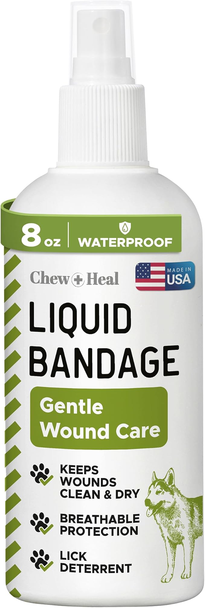 Pet Liquid Bandage for Dogs - 8 oz Spray with Aloe - Wound Care for Dogs Including Cuts, Scrapes, and Stitches - Breathable and Waterproof