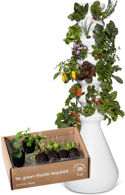 Farmstand Starter Kit + 36 Seedling Credits | Large Hydroponic Growing System Kit | Self-Watering Outdoor Vertical Garden Planter Tower | 6ft 1in | Made in USA