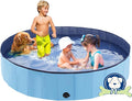 Foldable Dog Bath Swimming Pool Plastic Kiddie Pool Professional Tub Collapsible Grooming Bathtub for Pets Kids Baby and Toddler, 71 x 12 Inches Blue
