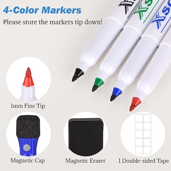 POPRUN Dry Erase Board Magnetic Weekly Calendar Whiteboard for Fridge, 16.5"x11"Schedule Board for Kids, Weekly Planner Whiteboard with Hourly Time Slots Perfect as Planner Board for School and Family