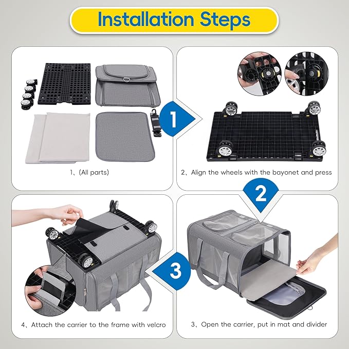 Expandable Pet Carrier with Wheels, Double Cat Dog Carrier 21"x 17"x 16" up to 40 Lbs, Rolling Pet Carrier for Cats and Dogs, Extra Large Pet Travel Carrier, Ideal for Outdoor/Travel