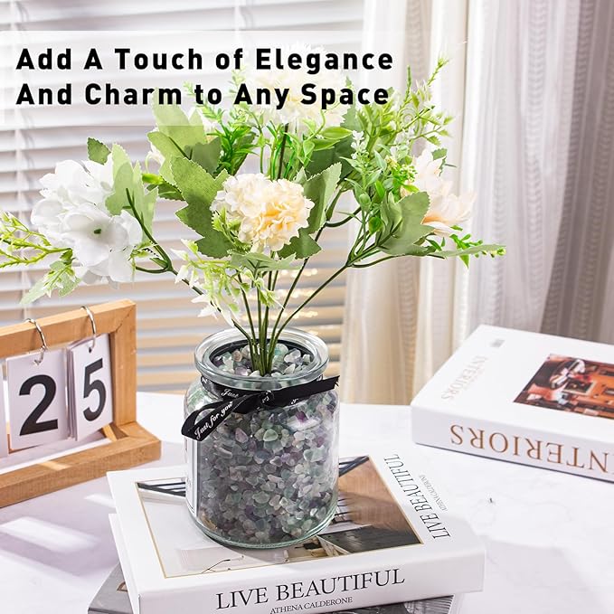 0.5 Lb/230g Fluorite Crystal Chips Stones Decorative Crystal Pebbles, Irregular Shaped Natural Quartz Stones Aquarium Gravel Rocks for Vases Filler, Garden and Fish Tank Decoration