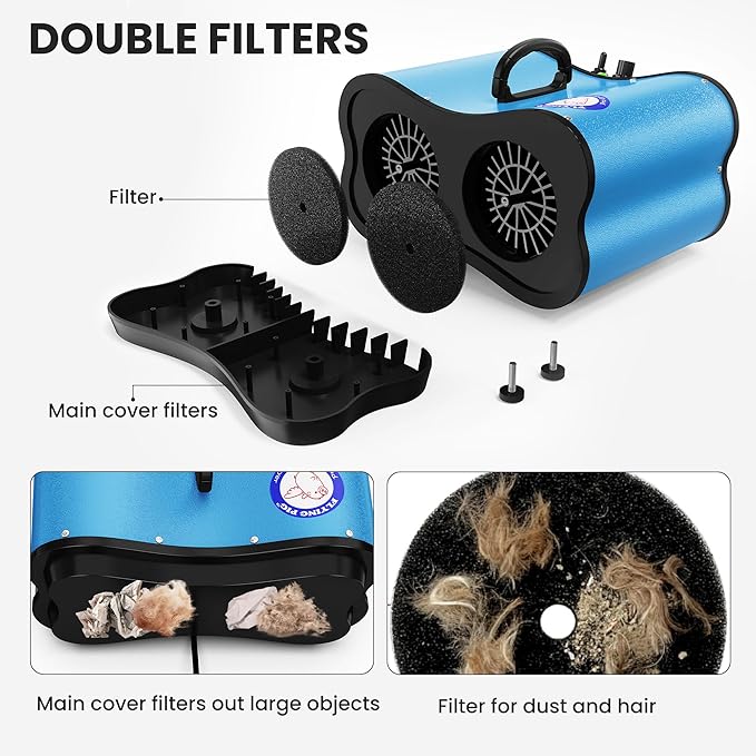 Flying Pig Double Motor High Performance Dog Pet Grooming Dryer (Teal Blue)