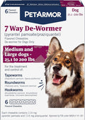 PetArmor 7 Way De-Wormer for Dogs, Oral Treatment for Tapeworm, Roundworm & Hookworm in Large Dogs & Puppies (Over 25 lbs), Worm Remover (Praziquantel & Pyrantel Pamoate), 6 Flavored Chewables