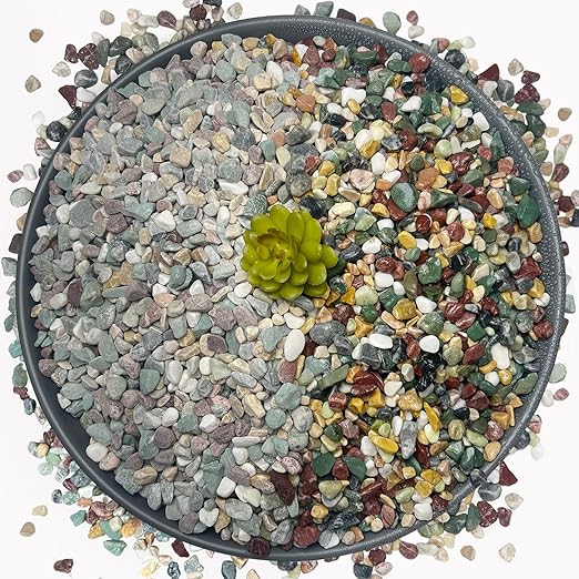 15LB Succulents Rocks for Plants Cactus Gravel Pebbles for Fish Tank 1/2 Inch Natural River Rocks for Vase, Aquarium, Landscaping,Bonsai,Terrarium Pebbles, Mixed Color