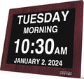 American Lifetime 【New 2024 Dementia Clock Large Digital Clock for Seniors, Digital Clock with Custom Alarms, Clock with Day & Date for Elderly, Large Number Digital Clock Mahogany, 15 Inches