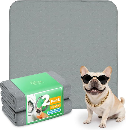FXW Washable Pee Pads for Dogs, Puppy Pads with Super Absorbent, Specifically Designed for Potty Training, 35" Square, Gray, 2 Packs