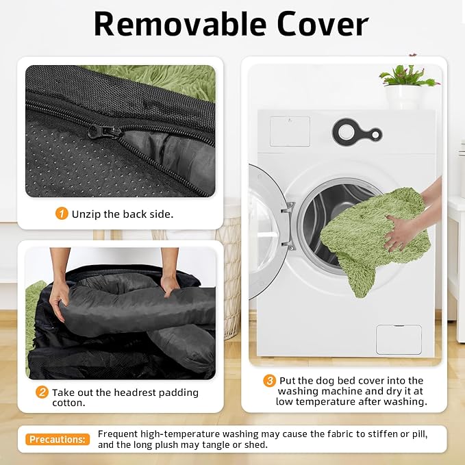 GGIB Calming Dog Bed Fluffy Plush Dog Mat for Furniture Protector with Removable Washable Cover for Large Medium Small Dogs and Cats (Medium, Grass Green)