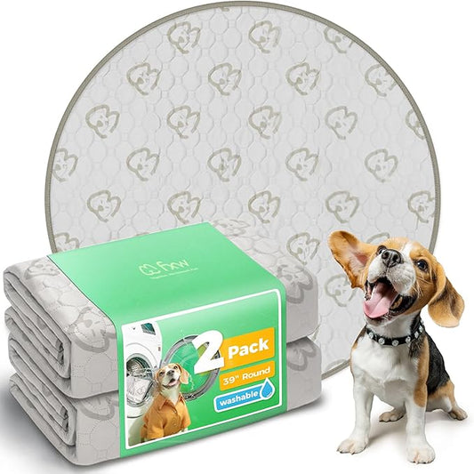 FXW Washable Pee Pads for Dogs, Puppy Pads with Super Absorbent, Specifically Designed for Whelping Box, 39" Round, Khaki, 2 Packs