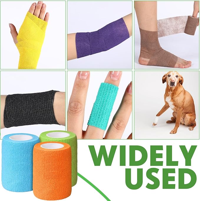 Treela 36 Pcs Self Adherent Bandage 3" X 5 Yard Wrap Breathable Cohesive Bandage Elastic Adhesive Tape for Stretch Athletic Sports Wrist Ankle(Variegated)