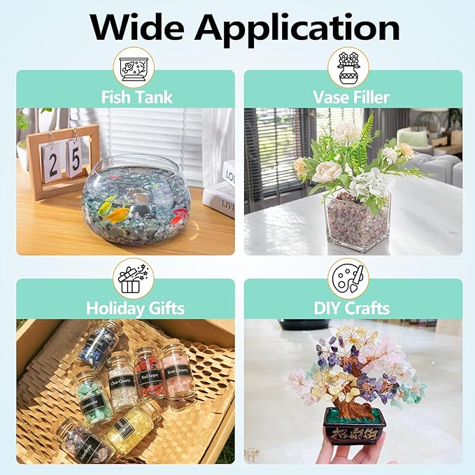 0.5 Lb/230g White Agate Crystal Pebbles Stones Aquarium Gravel Rocks, Natural Landscaping Pebbles Decorative Vase Filler Tumbled Crushed Stones for Fish Tank|Garden|Home, 5-7mm