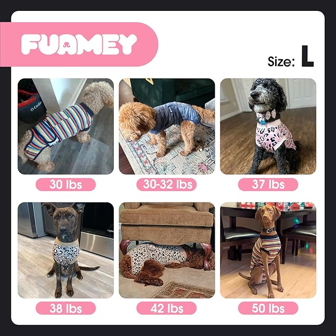 FUAMEY Recovery Suit for Dogs After Surgery,Soft Breathable Dog Bodysuit E-Collar & Cone Alternative Surgical Suit,Male Female Dog Neuter Spay Suits Anti Licking Wounds Onesie Brown Leopard L