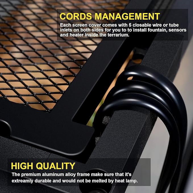 10 Gallon Professional Glass Terrarium 12"x12"x18" Durable Reptile Habitat Tank with Heat Resistant Aluminum Alloy Frame, Dual Front Swinging Doors for no Jam by Sand and Other Debris