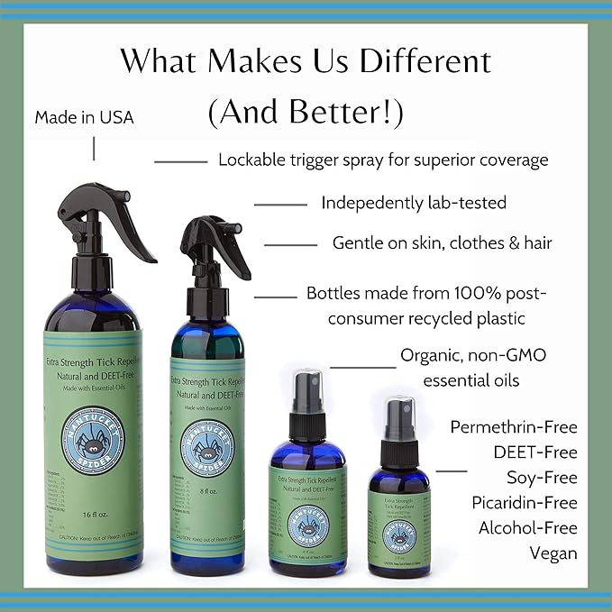 Nantucket Spider Extra Strength Tick Repellent Spray - 2 fl oz, Pack of 3 | DEET Free, Natural Tick Repellent for Humans | Made with Organic Essential Oils