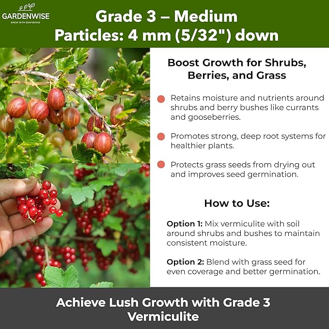 Organic Coarse Vermiculite for Indoor Gardening Plants and Mushrooms – Enhances Soil Aeration, Seed Germination, Rooting Cuttings – Small Packages and Bulk (Vermiculite Grade 3 – Medium, 3 qt)