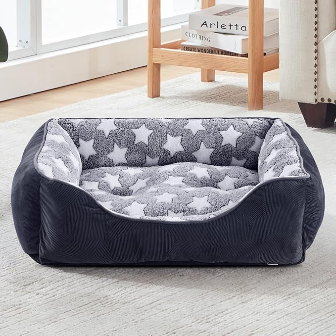 GASUR Rectangle Dog Bed for Large Dogs - Orthopedic, Durable and Anti-Slip. Cozy and Soft, Perfect for Sleeping. Warming Effect for Puppies. (M (30"x24"x9"), Black)