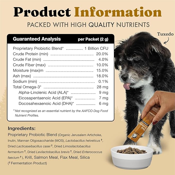 Vital Probiotics for Dogs - Wolf Microbiome, Daily Digestive Health, Dog Probiotics for Digestive Health, Powder Probiotic Supplement, Prebiotics & Postbiotics, Veterinarian Developed, 30 Packets