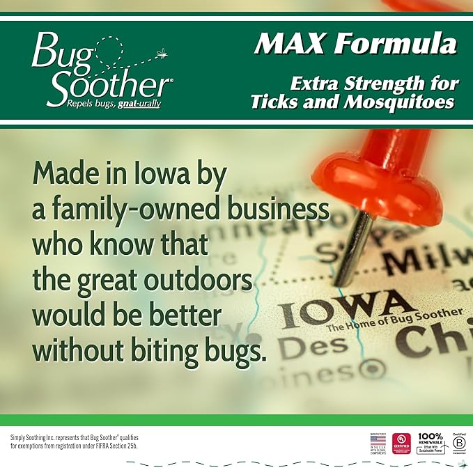 Bug Soother MAX - Natural Gnat, Tick, and Mosquito Repellent, 8 fl oz Bug Spray Deterrent - DEET-Free Safe for Adults and The Environment - Made in USA