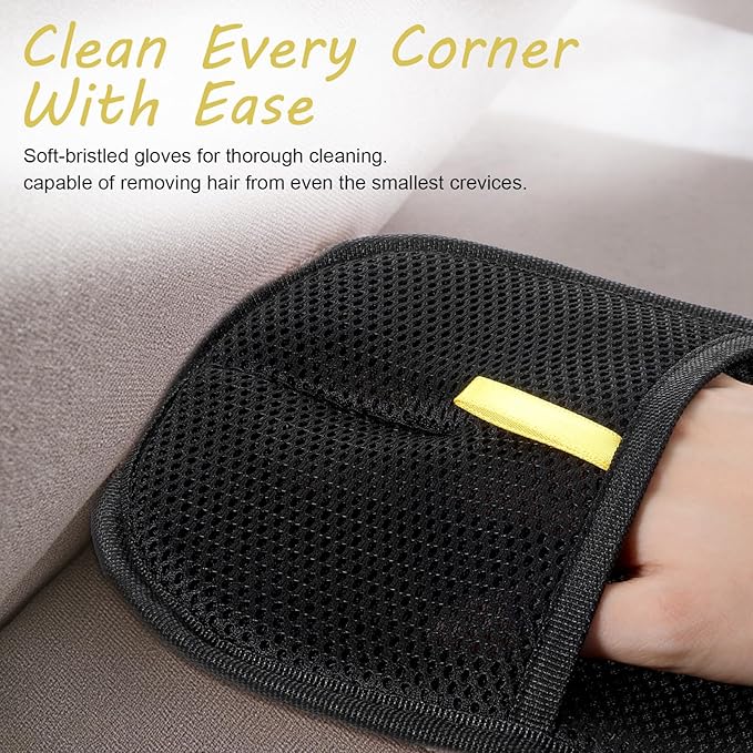 2Pcs Pet Hair Removal Gloves, Reusable Pet Cat Dog Hair Removal Grooming Gloves, Electrostatic Cat Grooming Glovee for Hairs Removals, for Couch, Furniture, Carpet, Car Seat