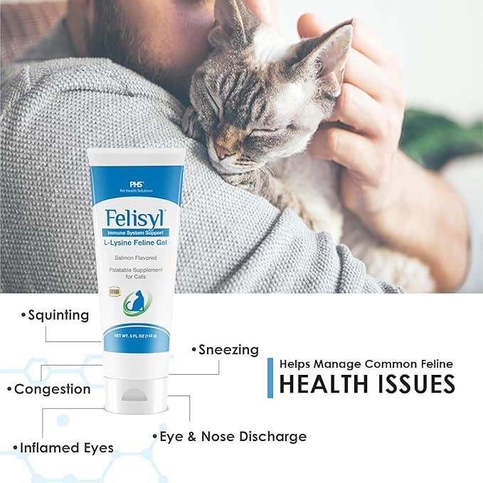 L-Lysine Gel for Cats (5oz) – Supports Immune, Respiratory, and Eye Health. Eases Sneezing, Runny Nose, and Watery Eyes. Tasty Salmon Flavor - Made in The USA (2 Pack)