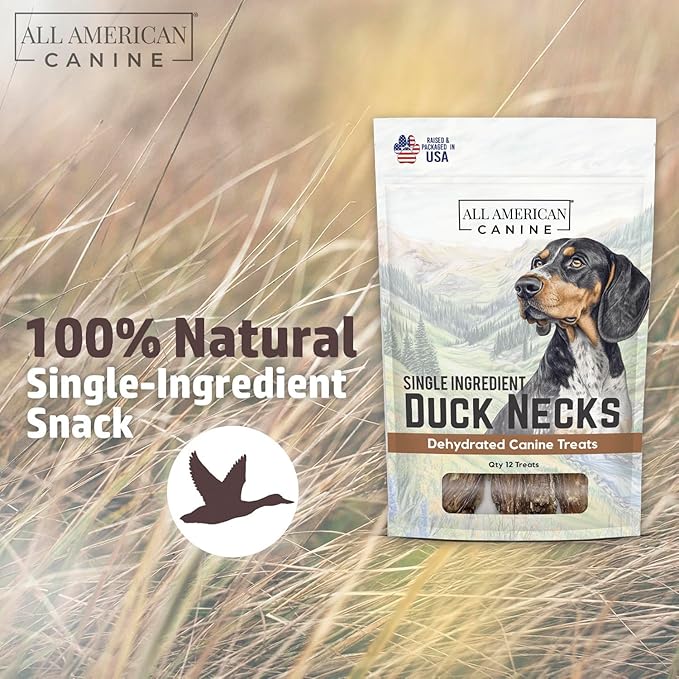 12 Natural Duck Neck Dog Treats – Single Ingredient, Dehydrated & Chewy – Low-Fat, High-Protein Training Reward – Made in USA