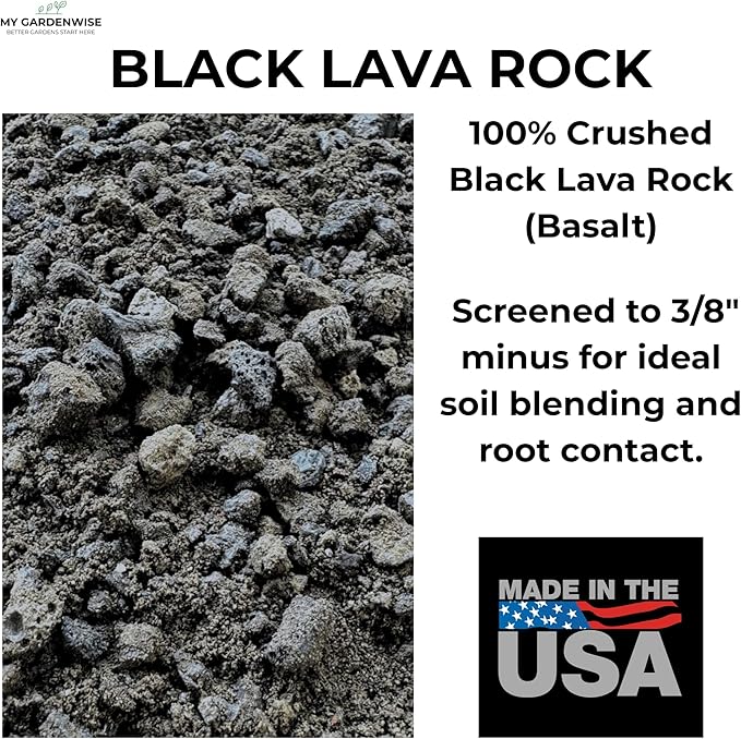 Lava Rocks for Plants (3/8’’ Minus), Natural Black Lava Rocks, Succulent & Terrarium Horticultural Volcanic Rock, Ideal Drainage for Potted Plants, Made in USA (5 qts - 9 lbs)