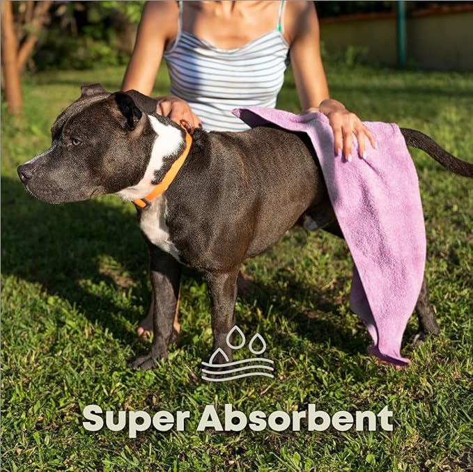 Extra Large Dog Towel Soft Absorbent Bath Pet Towels for Drying Dogs, Elastic Terry Microfiber Soft Towel, Machine Washable, Quick Dry, Multipurpose (L, XL, 2XL) (Purple, 2XL)