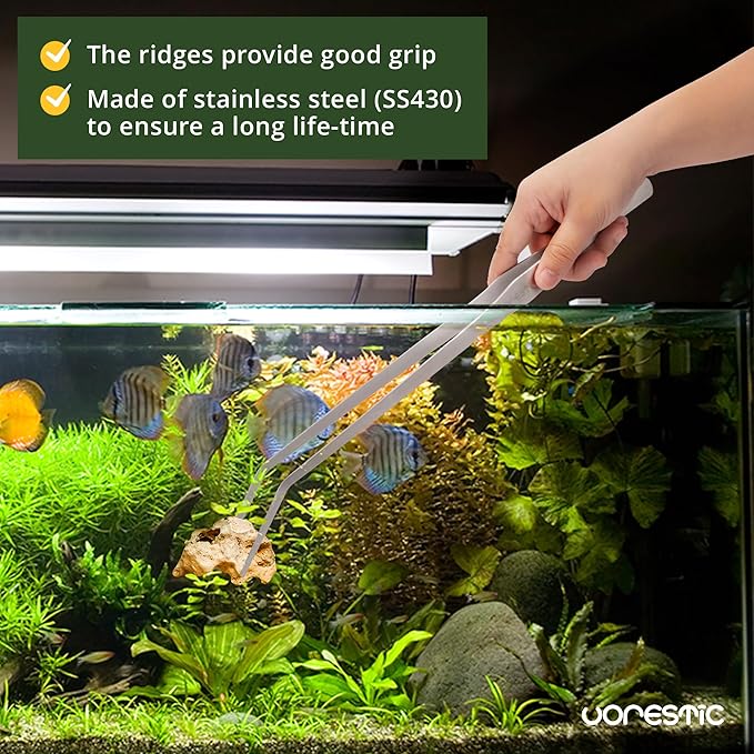 2 Pcs 15 Inch Tweezers, Heavy Duty Reptile Feeding Tongs, Aquarium Tongs, Reptile Tweezers Feeding, Reptile Tongs, Straight and Curved Long Tweezers for Aquarium and Terrarium