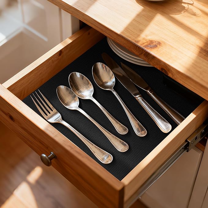 Upgraded 10” x 15” Grips Non-Adhesive Anti-Slip Mat, Black Multi-Purpose Dual-Sided Non-Slip Pad for Desks & Surfaces, Desk Mat, Drawer Liner, Laptop Pad