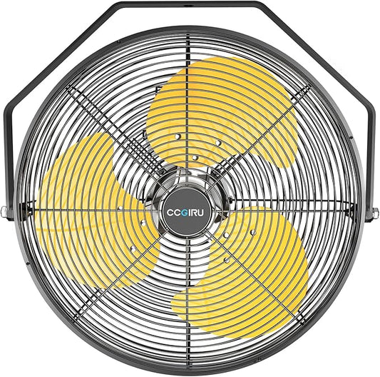 2800 CFM 12" Industrial Wall Mount Fan, High Velocity 3-Speed Professional Metal Wall Mounted Fan with Sealed Motor, Heavy Duty Fan Indoor for Covered Patio, Greenhouse, Gazebo, and Garage, UL Listed