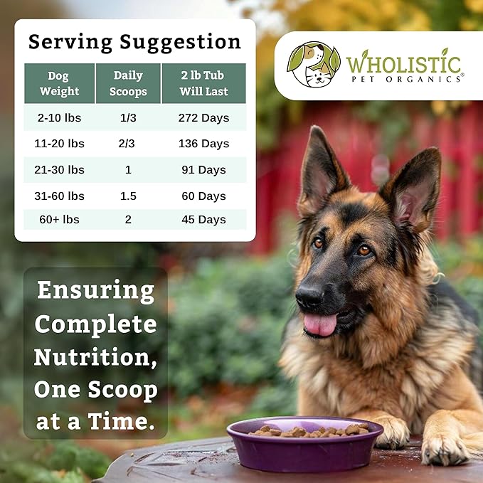Wholistic Pet Organics Canine Complete - Dog Multivitamin Powder - 2 Lb - Daily Dog Vitamins and Supplements for Homemade Food - Immune System, Skin, Coat & Overall Health - Small and Large Breed