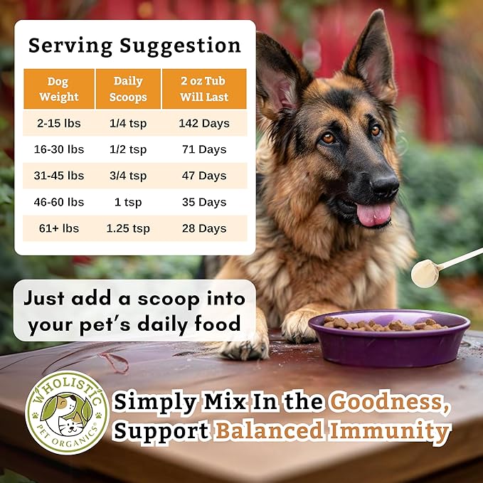 Wholistic Pet Organics Pure Colostrum - 2 Oz - Dog Allergy Relief & Itchy Skin Treatment, Senior Dog Supplements & Immune Support, Licking Paws Relief