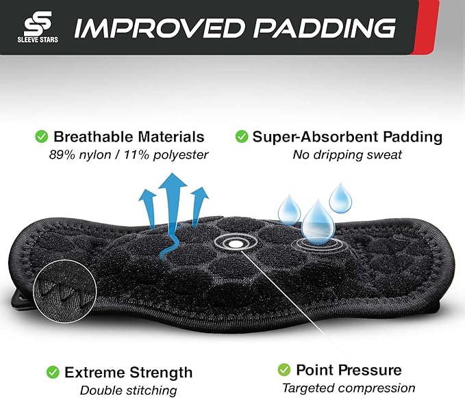 Sleeve Stars Tennis Elbow Brace for Women - Adjustable Tennis Elbow Strap, Golfers Elbow Brace for Men, Counterforce Brace for Tennis Elbow for Tendonitis Relief, Fits 9"-23" (Pair/Black)