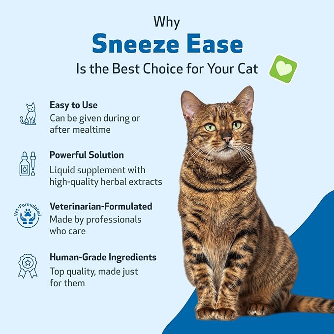 Pet Wellbeing Sneeze Ease for Cats - Occasional Sneezing, Seasonal Allergies, Nose and Eye Discomfort, Eyebright, Nettles - Veterinarian-Formulated Herbal Supplement 4 oz (118 ml)
