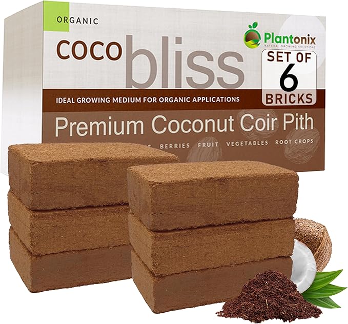 Coco Bliss 650gm Bricks (6-Pack) - Organic Coco Coir for Plants - OMRI-Listed Coco Coir for Garden Soil & Potting Mixes - Coconut Fiber Mixes with Potting Soil for Indoor Plants & Outdoor Plants
