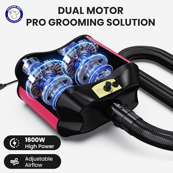 Flying Pig Double Motor High Performance Dog Pet Grooming Dryer -Magenta