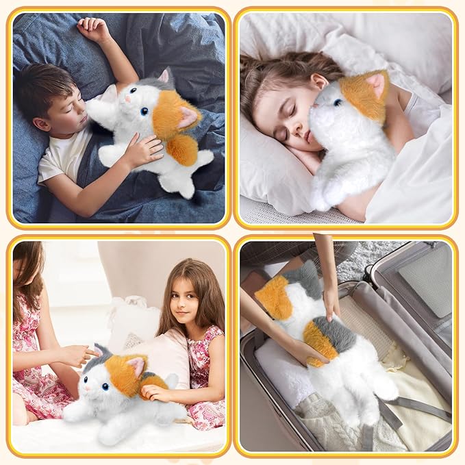 19 inch 3 lbs Cat Weighted Stuffed Animals, Realistic Weighted Cat Stuffed Animal, Sensory Comfort Plush Throw Pillow, Soft Kawaii Kitty Plush Toy Gift for Adults Kids Youth