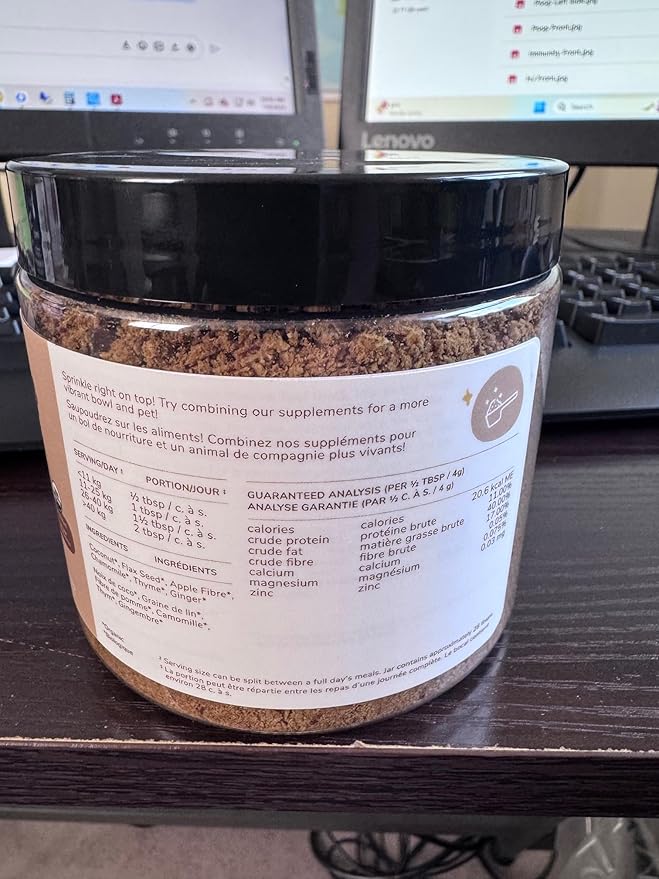 kin+kind Healthy Calm Supplement for Dogs & Cats - Vet Formulated Natural Formula with Organic Chamomile, Thyme, Apple Pomace, Ginger and Coconut- Made in USA - 8 oz (Large)