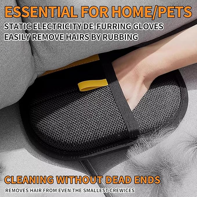 2 Pcs Electrostatic Gloves Pet Hair Removal,Reusable Pet Cat Dog Hair Removal Grooming Gloves Brush Tool