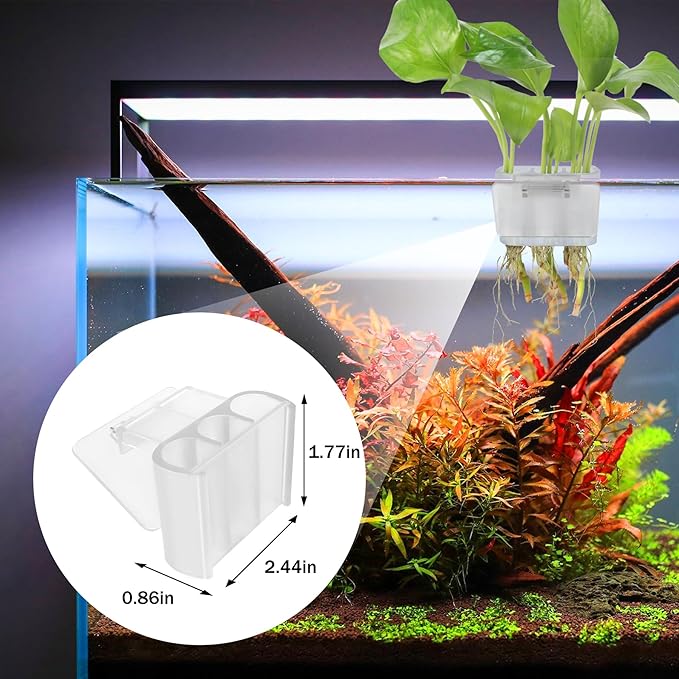 3 Holes Upgraded Aquatic Plant Cup Aquarium Plant Holder for Tank,Hanging Aquarium Plant Holder,Aquarium Aquatic Plant Cultivation,Aquarium Plant Decoration. (White 2PCS)