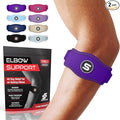 Sleeve Stars Tennis Elbow Brace for Women - Adjustable Tennis Elbow Strap, Golfers Elbow Brace for Men, Counterforce Brace for Tendonitis Relief, Fits 9"-23" (Pair/Dark Purple)