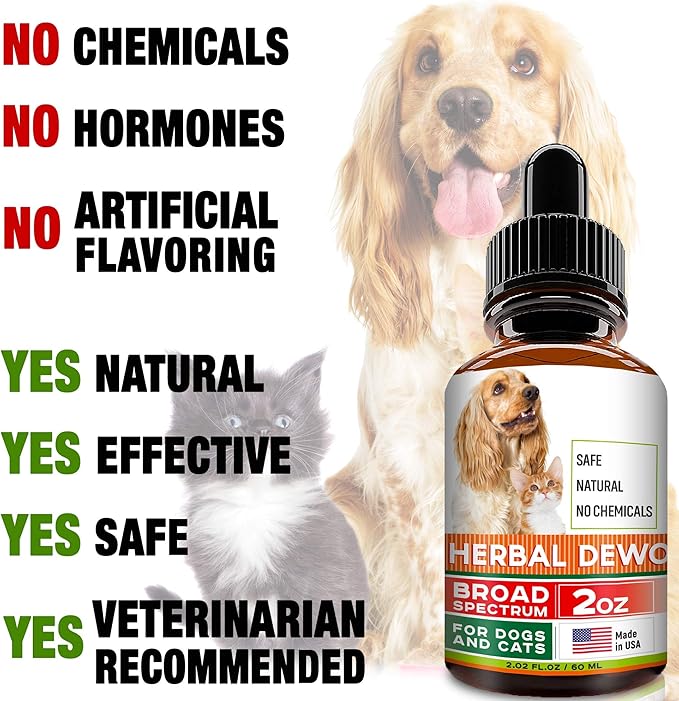 Herbal Cleanse fot Cats and Dogs - Homeopathics Parasites and Toxins for Dogs and Cats - All Breeds and Size - Puppy & Kitten - 2oz