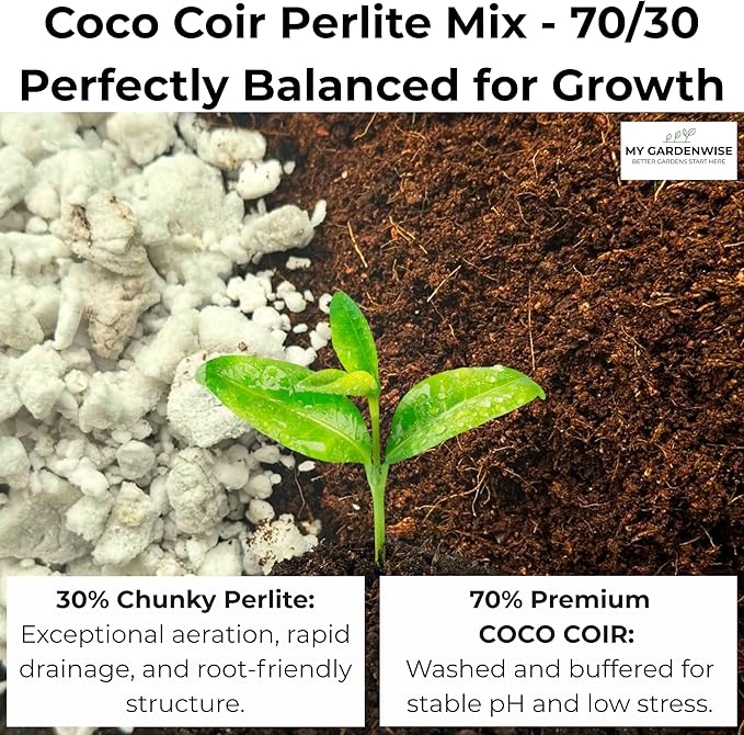 Coco Perlite - Coco Coir Perlite Mix - 70/30 Growing Media - Hydroponic, Indoor & Outdoor, Grow Bags & House Plants (15 quarts - 0.5 cu ft)