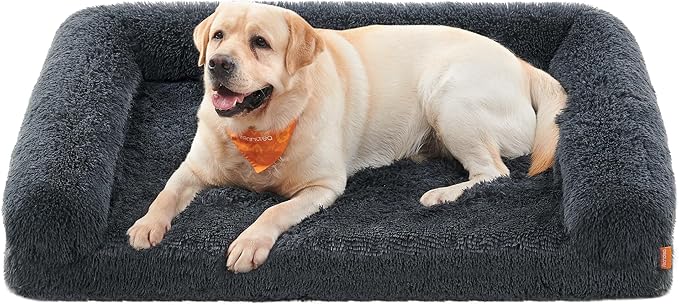 Feandrea Dog Bed, Orthopaedic Dog Sofa Bed for Medium and Large Dogs, Waterproof Ped Bed with Removable Washable Cover, 42 x 31.5 x 9 Inches, Dark Gray UPGW233G02
