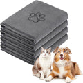 Chumia 4 Pack Dog Towels for Drying Large Microfiber Grooming Tools Absorbent Soft Bath Supplies with Embroidered Paw for Small Medium Pet Products(30 x 50 Inch,Gray)