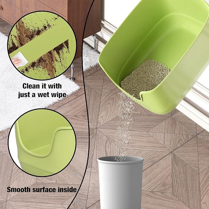 Gefryco Jumbo Cat Litter Box with High Sides, Extra Large for Muti Cats Open Big Cat Litter Box Anti-Splashing, High Wall Litter Tray for Indoor Medium and Large Cats(2Pack)