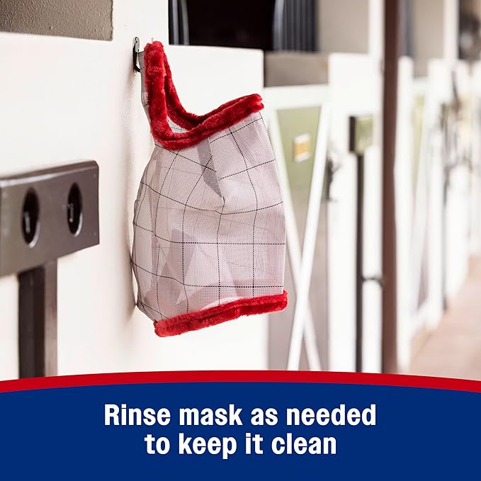 Farnam SuperMask II horse fly mask without ears, extended coverage, protects eyes from insects and debris, adjustable throat latch, Average Horse Size